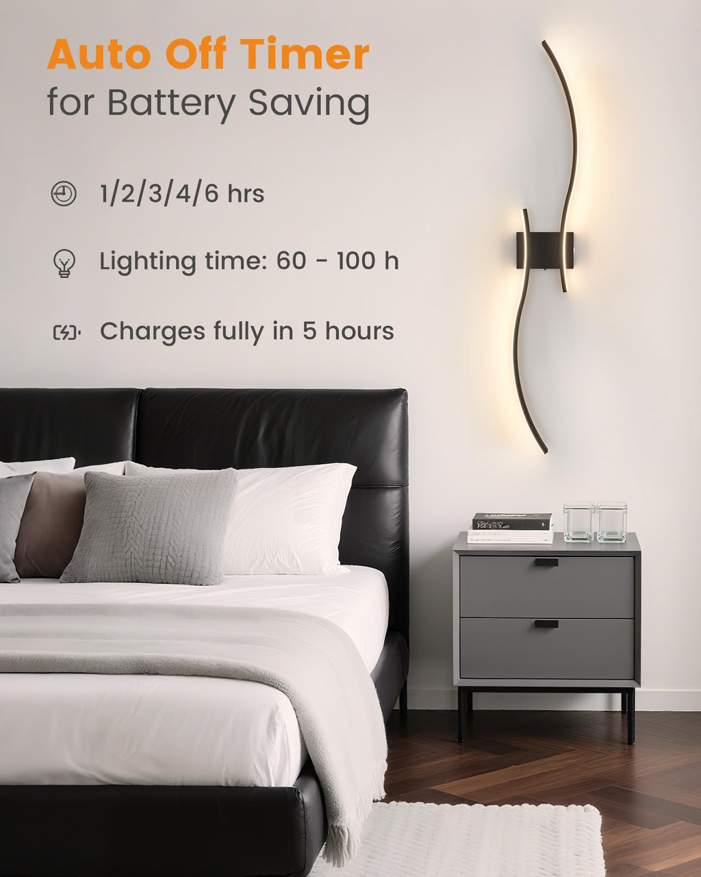 VOLISUN Rechargeable Dimmable Wall Sconces, Set of 2