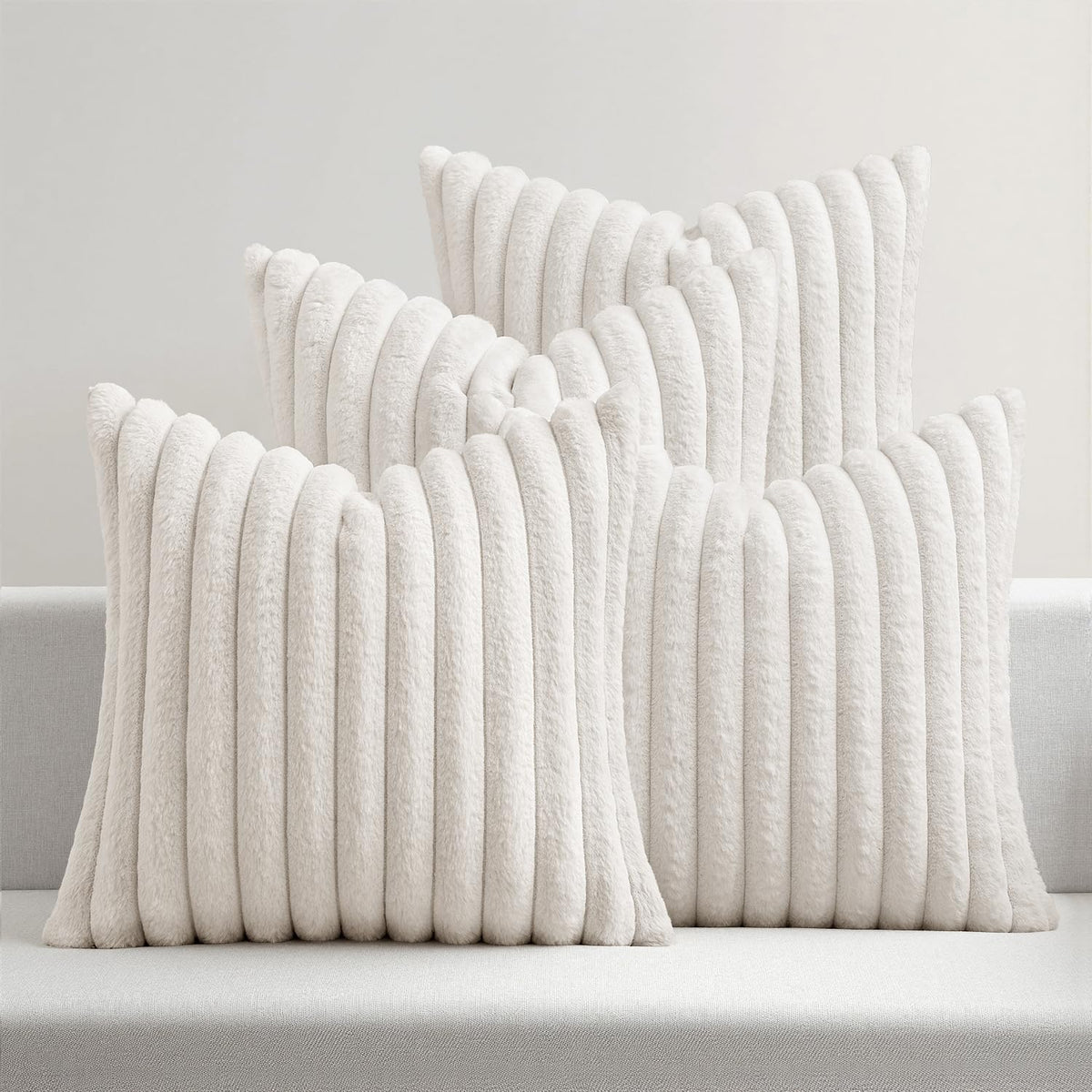 MIULEE Faux Fur Plush Decorative Throw Pillow Covers