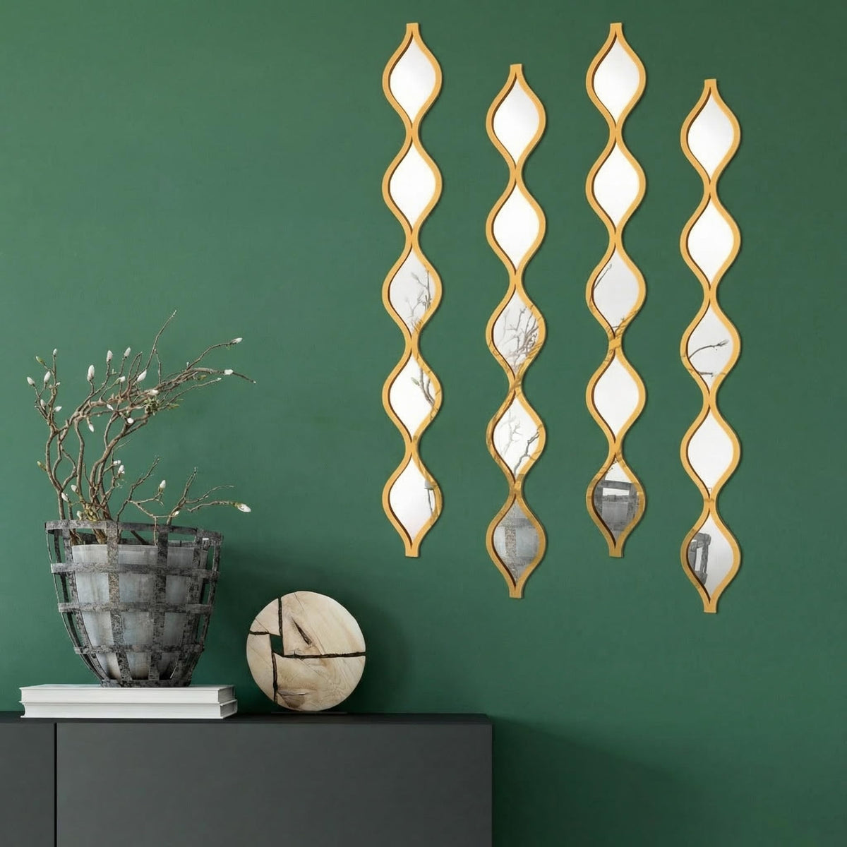 Qunclay Teardrop Decorative Wall Mirrors, Set of 4