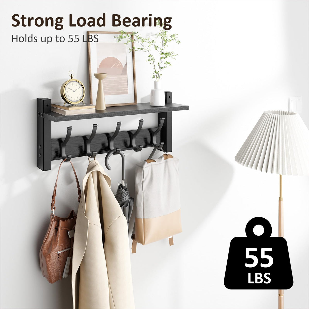 Optish 17.1-Inch Wall-Mounted Coat Rack with Shelf