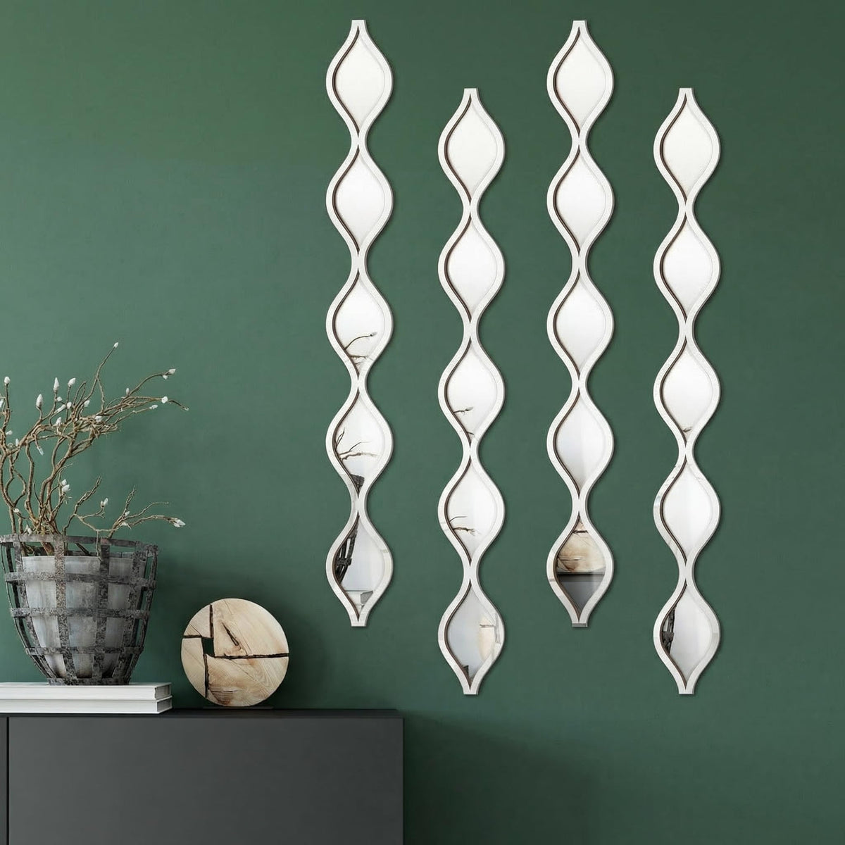 Qunclay Teardrop Decorative Wall Mirrors, Set of 4