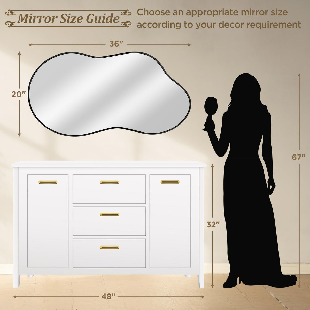 Dorlicecass Decorative Bathroom Wall Mirror for Over Sink