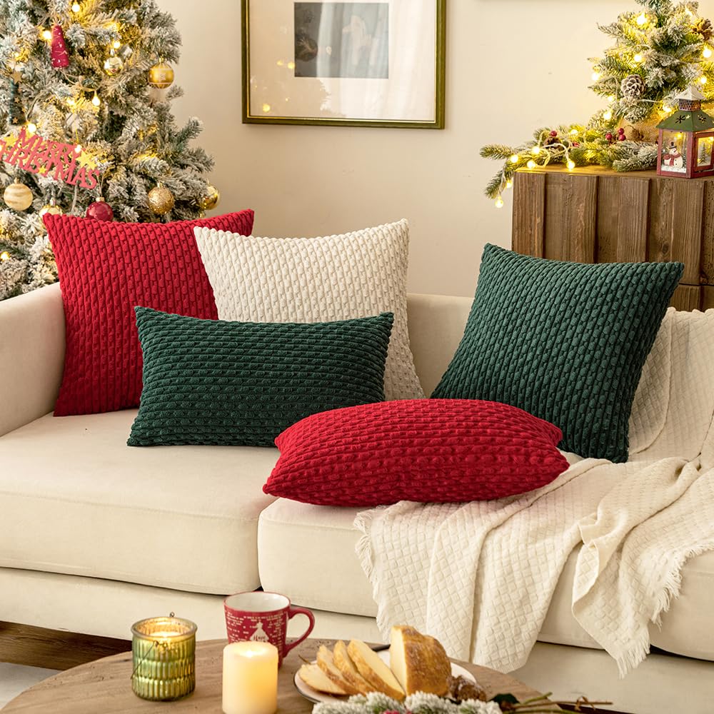 MIULEE Striped Corduroy Throw Pillow Covers, Set of 2