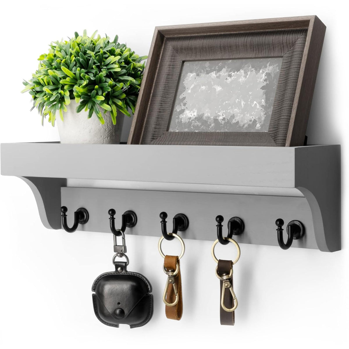 Rebee Vision 14-Inch Wall Key & Mail Holder with Hooks
