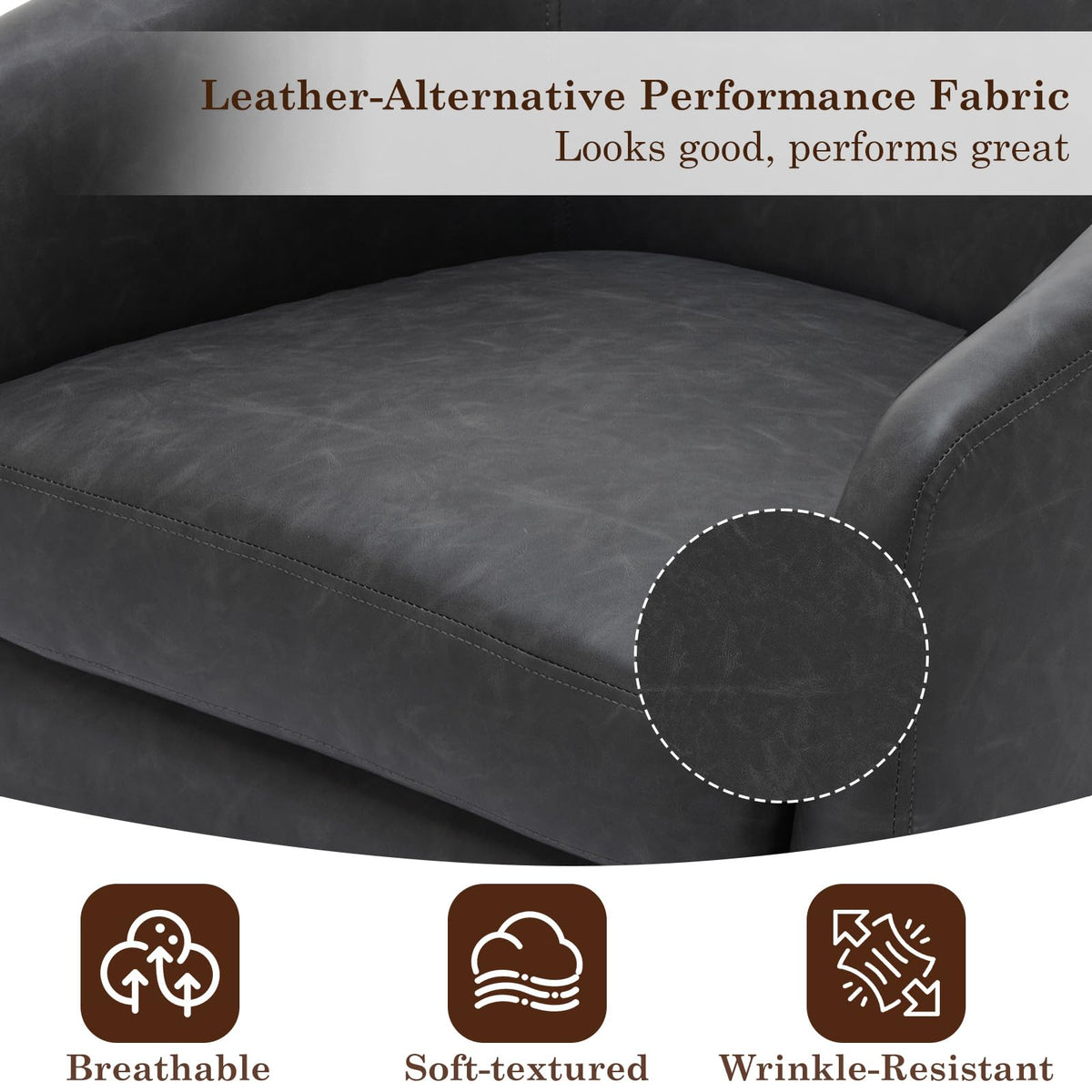 UIXE Swivel Barrel Accent Armchair for Living Room