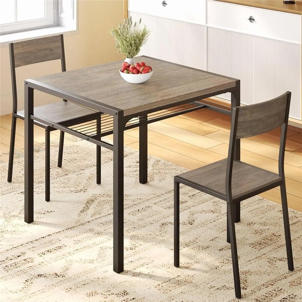 HYgloF 4-Piece Dining Table Set with Bench & 2 Chairs