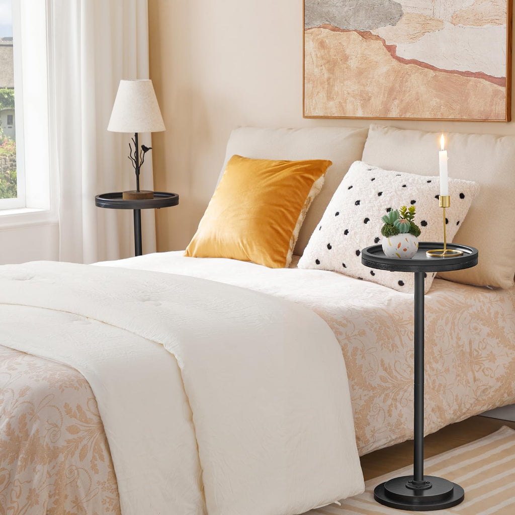 HOOBRO Round Pedestal Side Table for Small Spaces