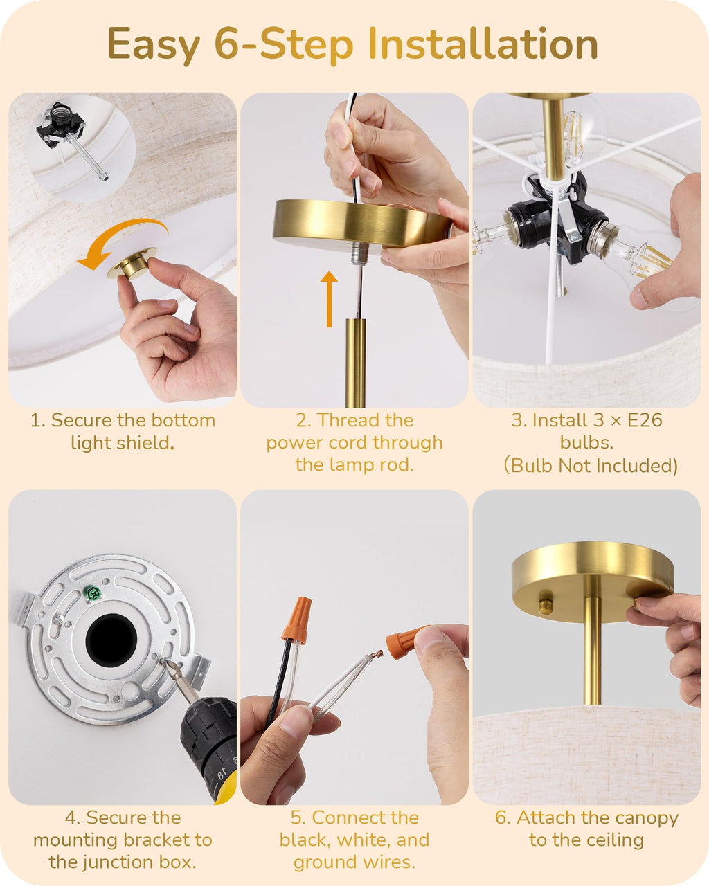 EDISHINE HFCL13CDE Ceiling Light Fixture for Home Lighting