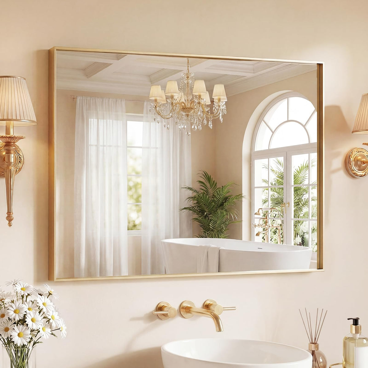 Sweetcrispy Decorative Bathroom Wall Mirror for Home Decor