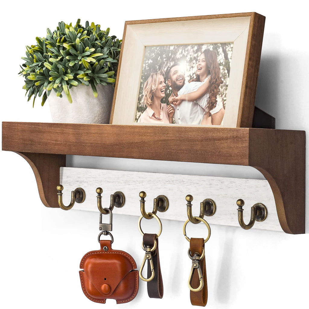 Rebee Vision 14-Inch Wall Key & Mail Holder with Hooks