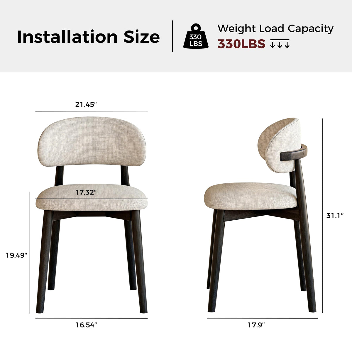 smudyizi Mid-Century Wooden Dining Chairs, Set of 4