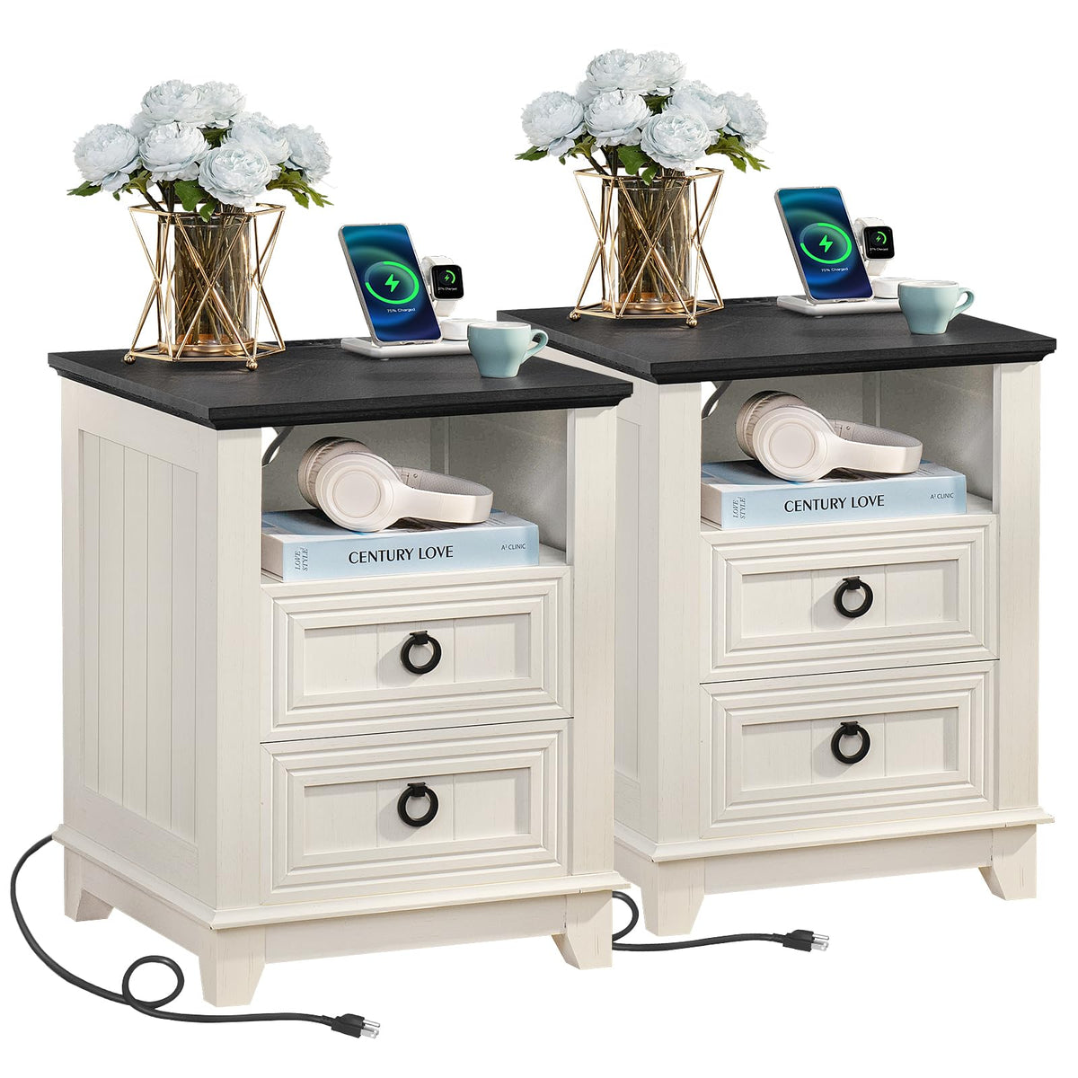 Joaxswe Nightstands with Drawers for Bedroom & Living Room