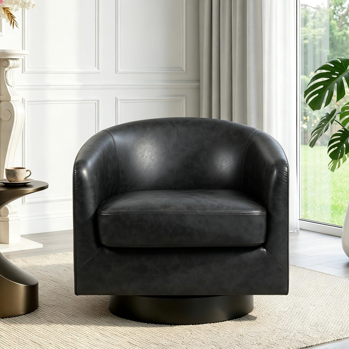 UIXE Swivel Barrel Accent Armchair for Living Room