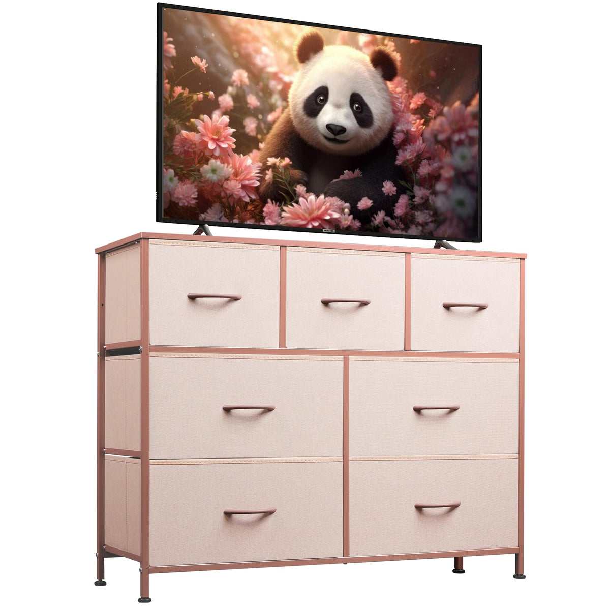 WLIVE 7-Drawer Fabric Storage Dresser with Wood Top