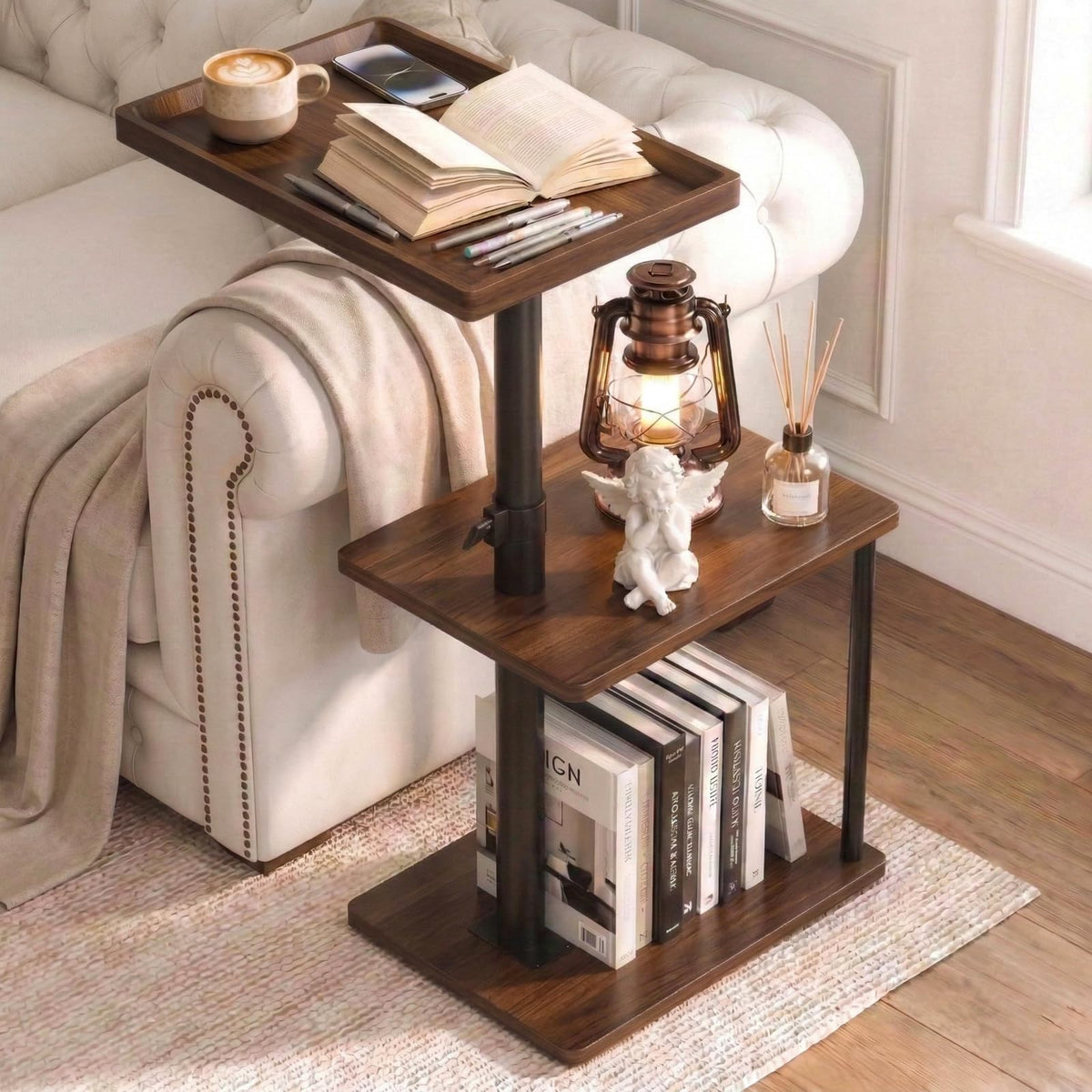 Faesun Swivel Side Table for Living Room & Bedroom