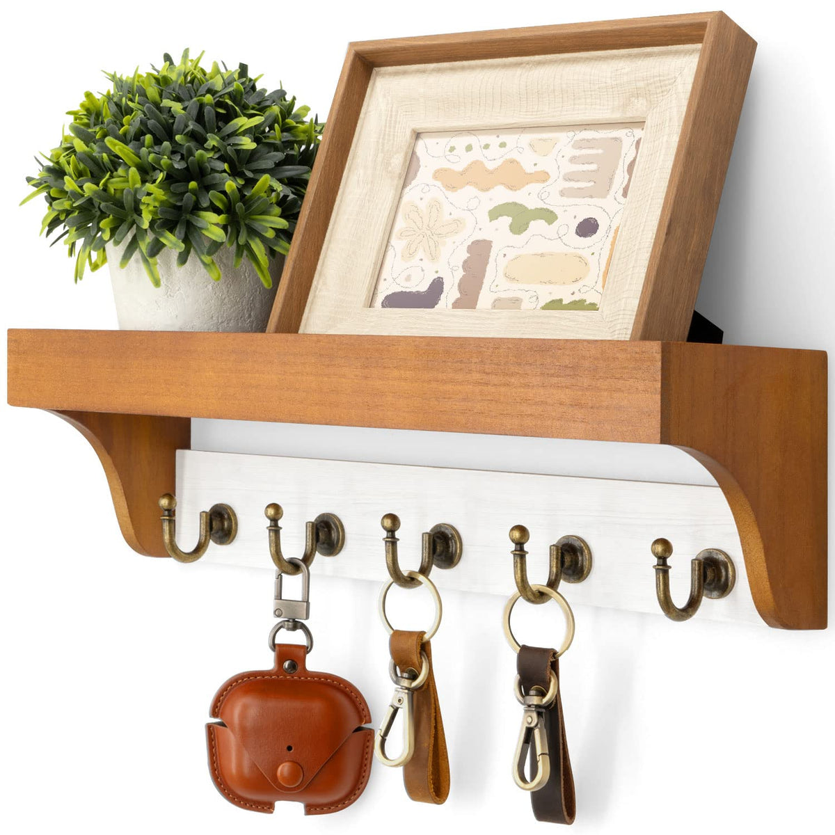 Rebee Vision 14-Inch Wall Key & Mail Holder with Hooks