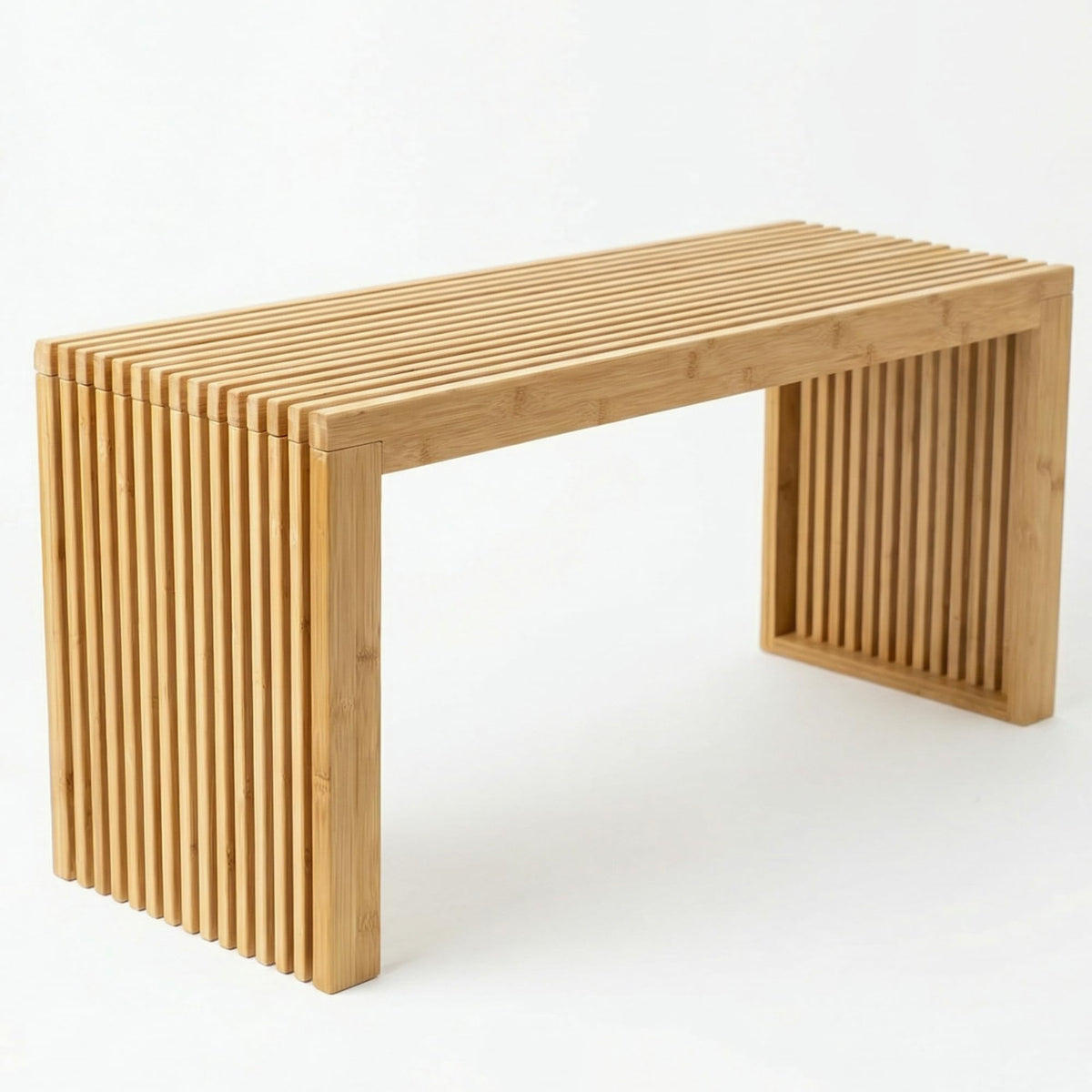 SWEVEN Modern Bamboo Wood Storage Bench for Entryway