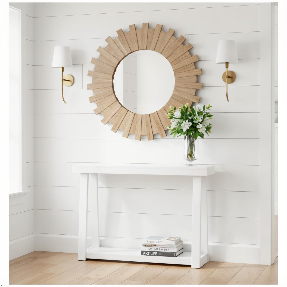 Plank+Beam Solid Wood Console Table with Storage Shelf