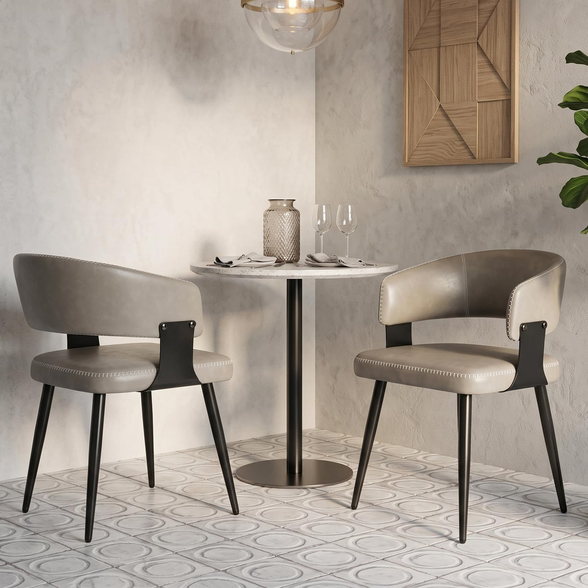 Euklea Modern Faux Leather Dining Chairs, Set of 2