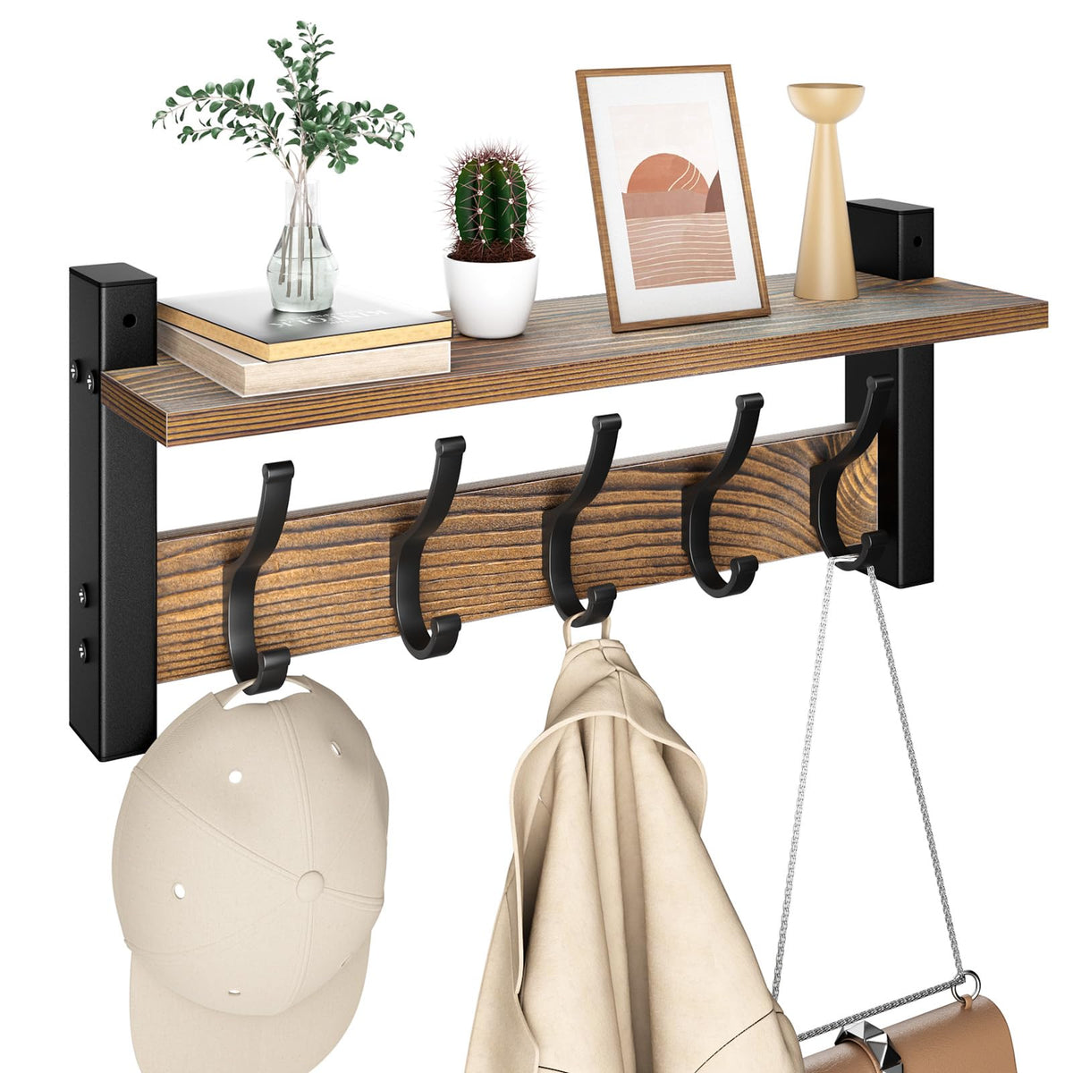 Optish 17.1-Inch Wall-Mounted Coat Rack with Shelf