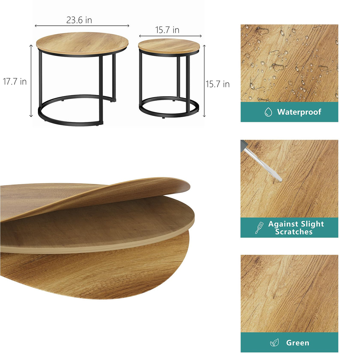 Smuxee Nesting Coffee Tables for Living Room, Set of 2