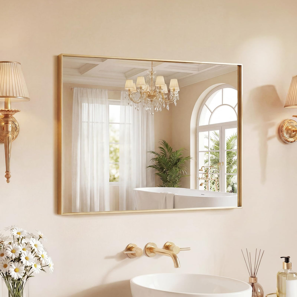 Sweetcrispy Decorative Bathroom Wall Mirror for Home Decor