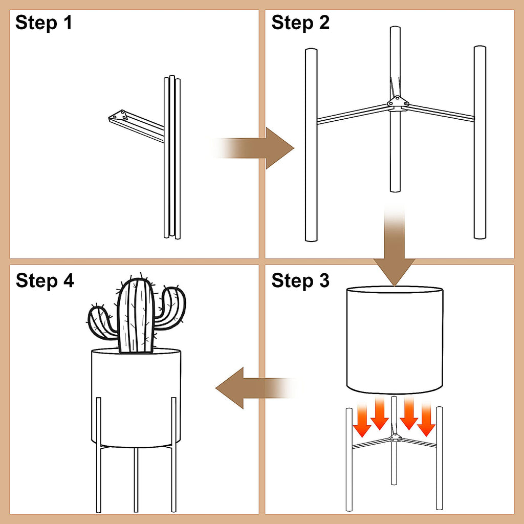 ARNIS Modern Metal Planter Pots with Stands, Set of 2