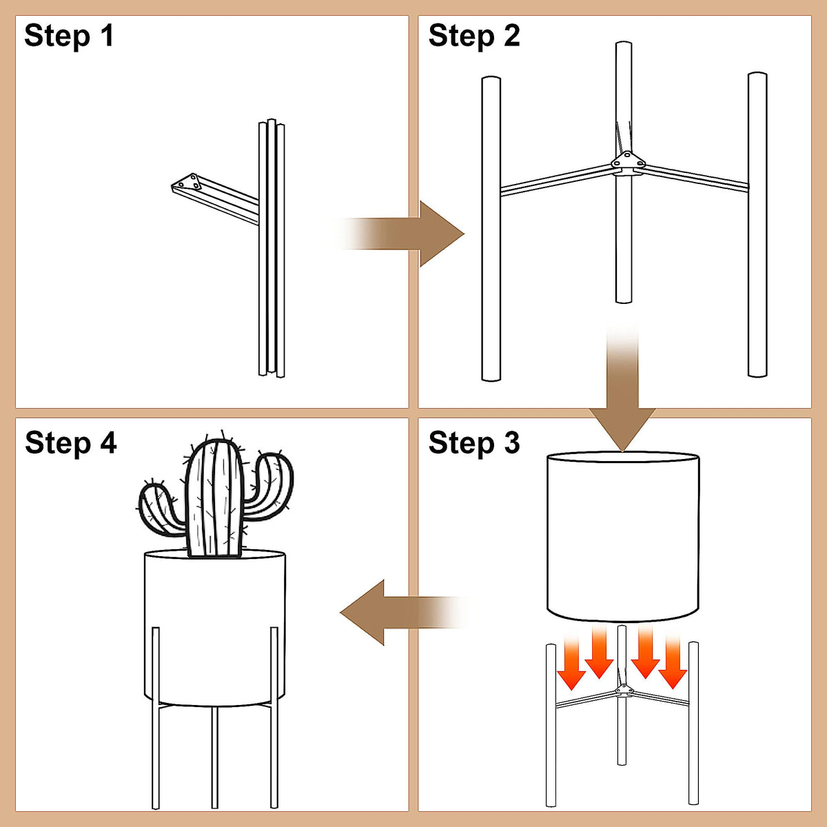 ARNIS Modern Metal Planter Pots with Stands, Set of 2