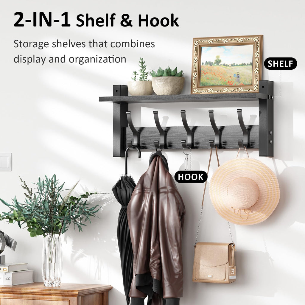 Optish 17.1-Inch Wall-Mounted Coat Rack with Shelf
