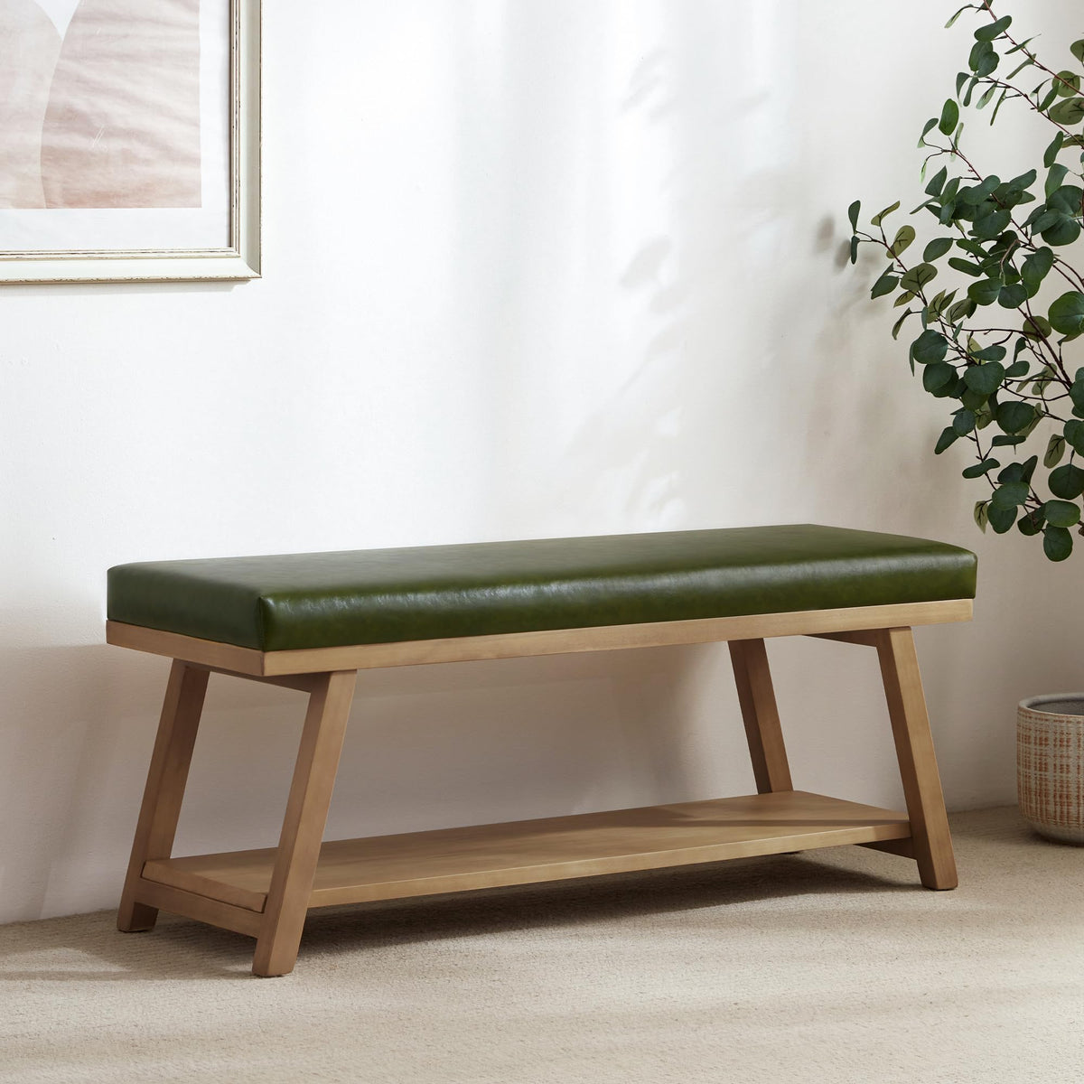 Zihanhome 45-Inch Upholstered Entryway Storage Bench