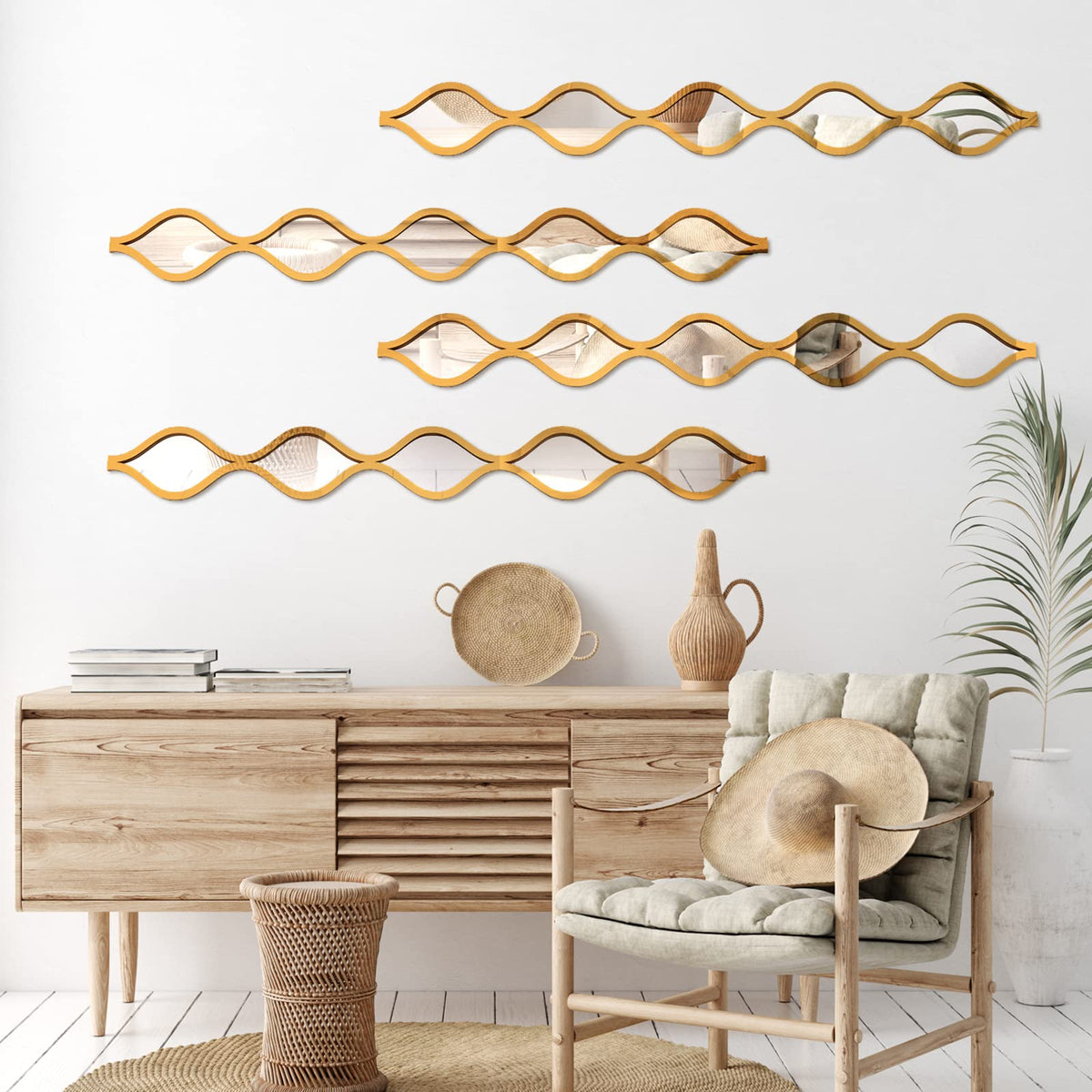 Qunclay Teardrop Decorative Wall Mirrors, Set of 4