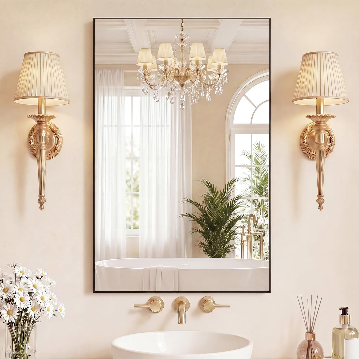 Sweetcrispy Decorative Bathroom Wall Mirror for Home Decor