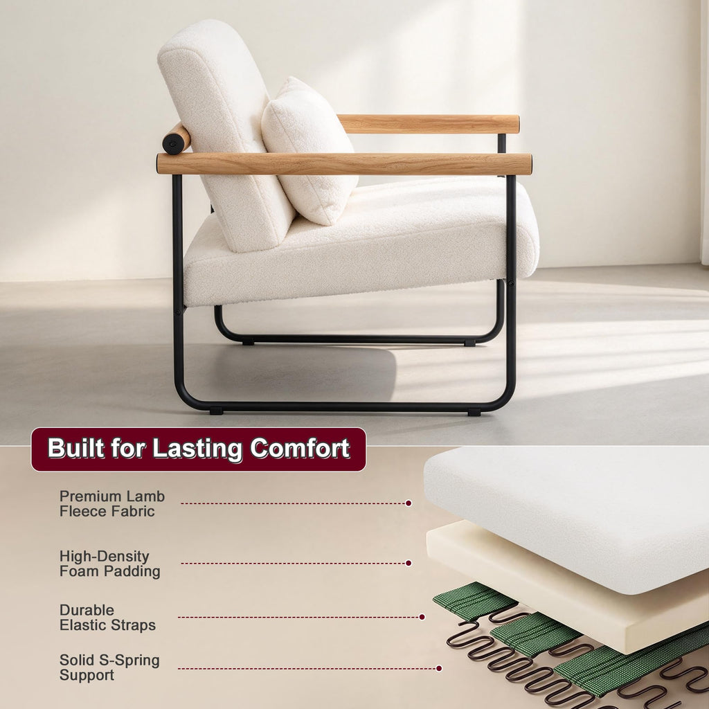 EORMHOEE Upholstered Accent Chair with Comfy Backrest – Beige