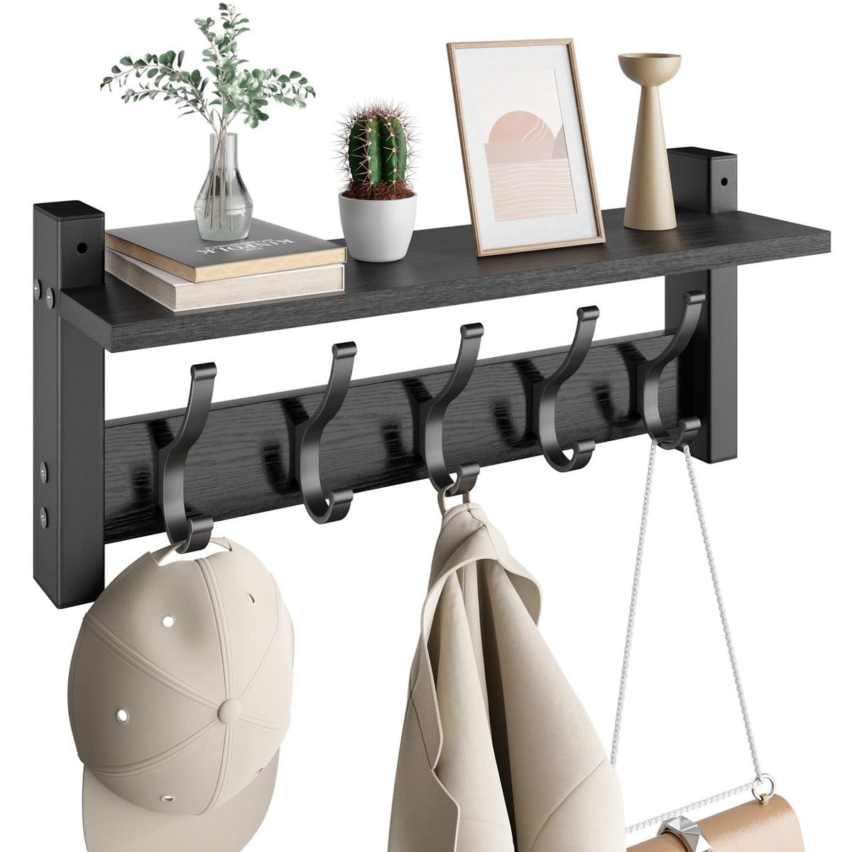 Optish 17.1-Inch Wall-Mounted Coat Rack with Shelf