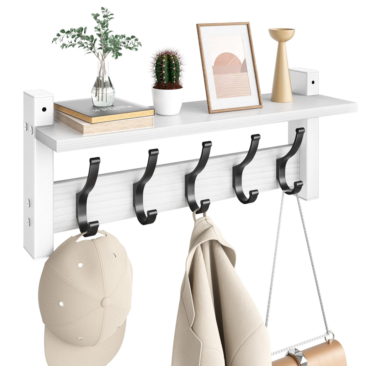Optish 17.1-Inch Wall-Mounted Coat Rack with Shelf