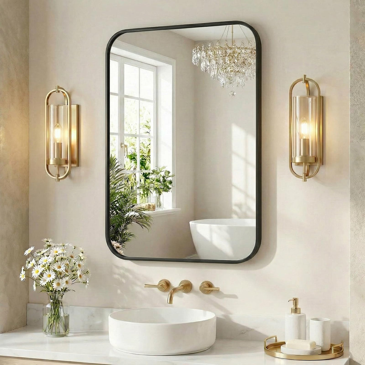 Sweetcrispy Decorative Bathroom Wall Mirror for Home Decor
