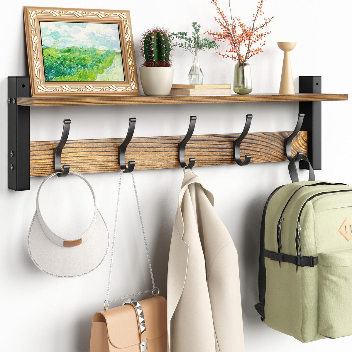 Optish 17.1-Inch Wall-Mounted Coat Rack with Shelf