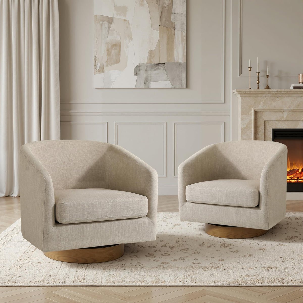 UIXE Swivel Barrel Accent Armchair for Living Room