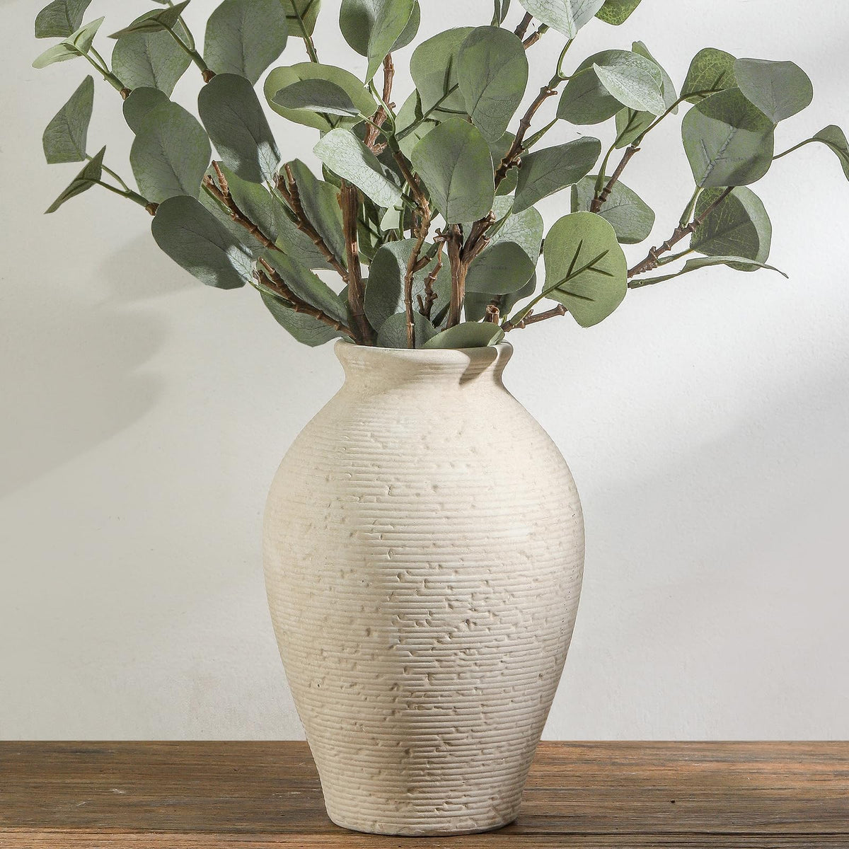 Vanselia Large Rustic Ceramic Flower Vase for Home Decor