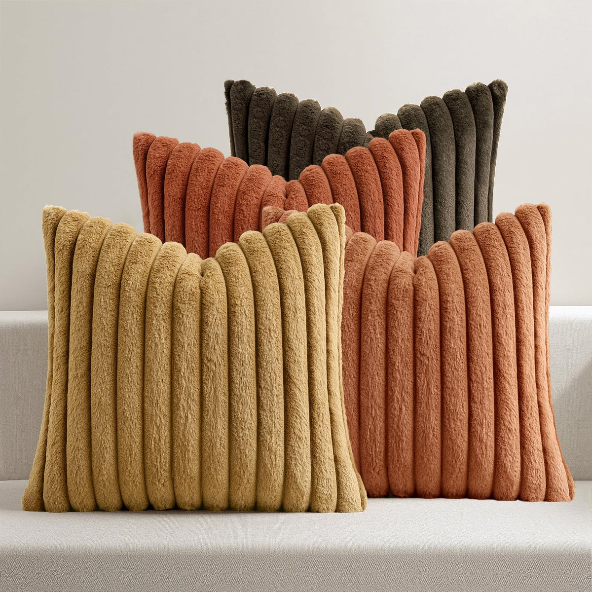 MIULEE Faux Fur Plush Decorative Throw Pillow Covers