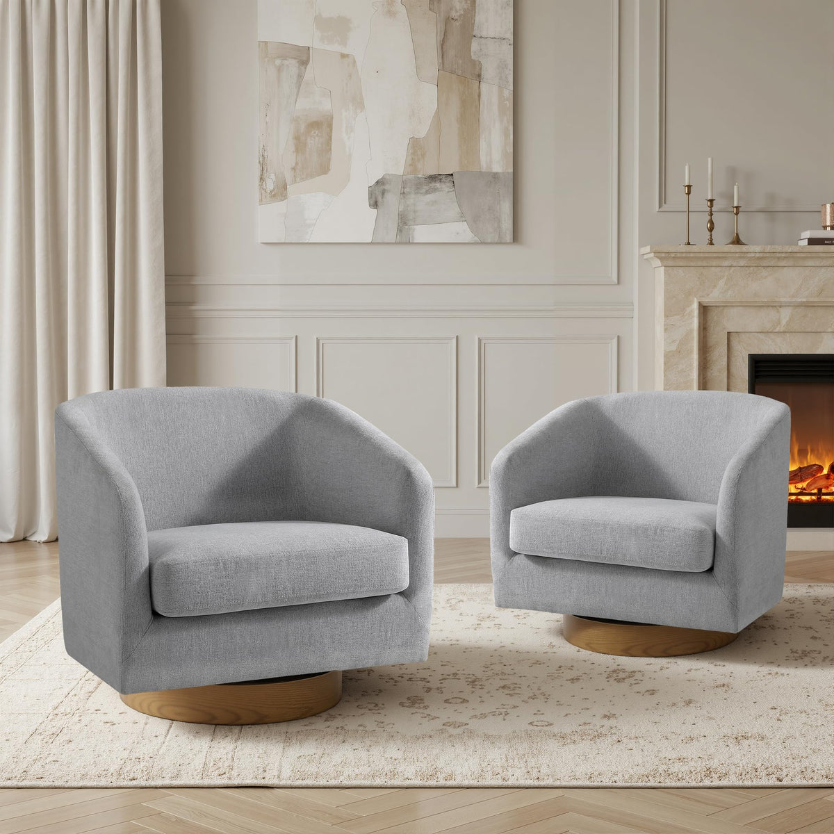 UIXE Swivel Barrel Accent Armchair for Living Room
