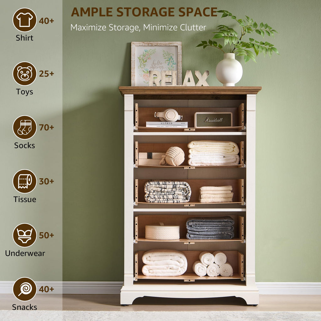 T4TREAM Farmhouse Drawer Dresser for Bedroom Storage