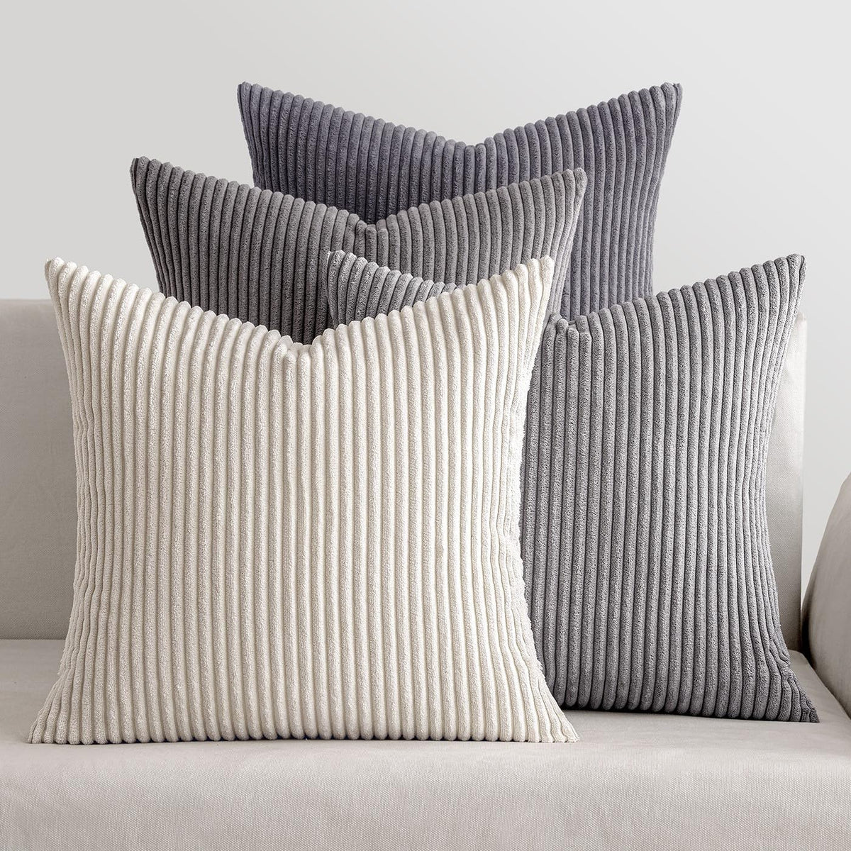 MIULEE Soft Corduroy Decorative Throw Pillow Covers, Set of 4