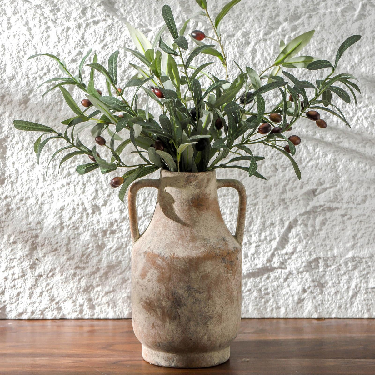 Mitt&Ditt Rustic Terracotta Ceramic Flower Vase with Handles
