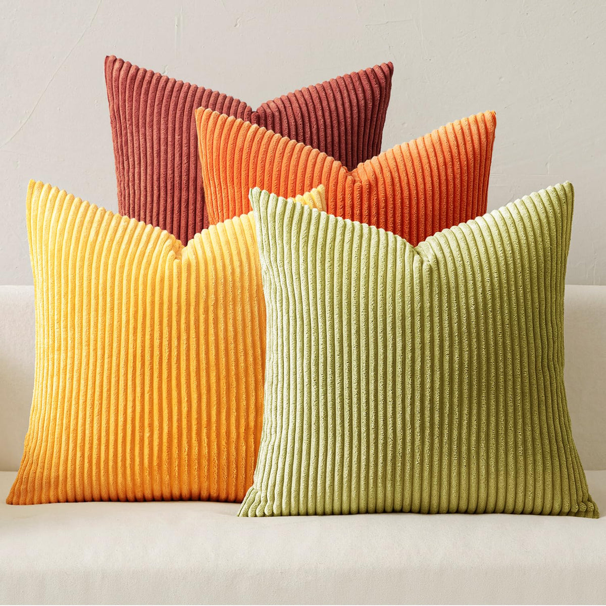 MIULEE Soft Corduroy Decorative Throw Pillow Covers, Set of 4