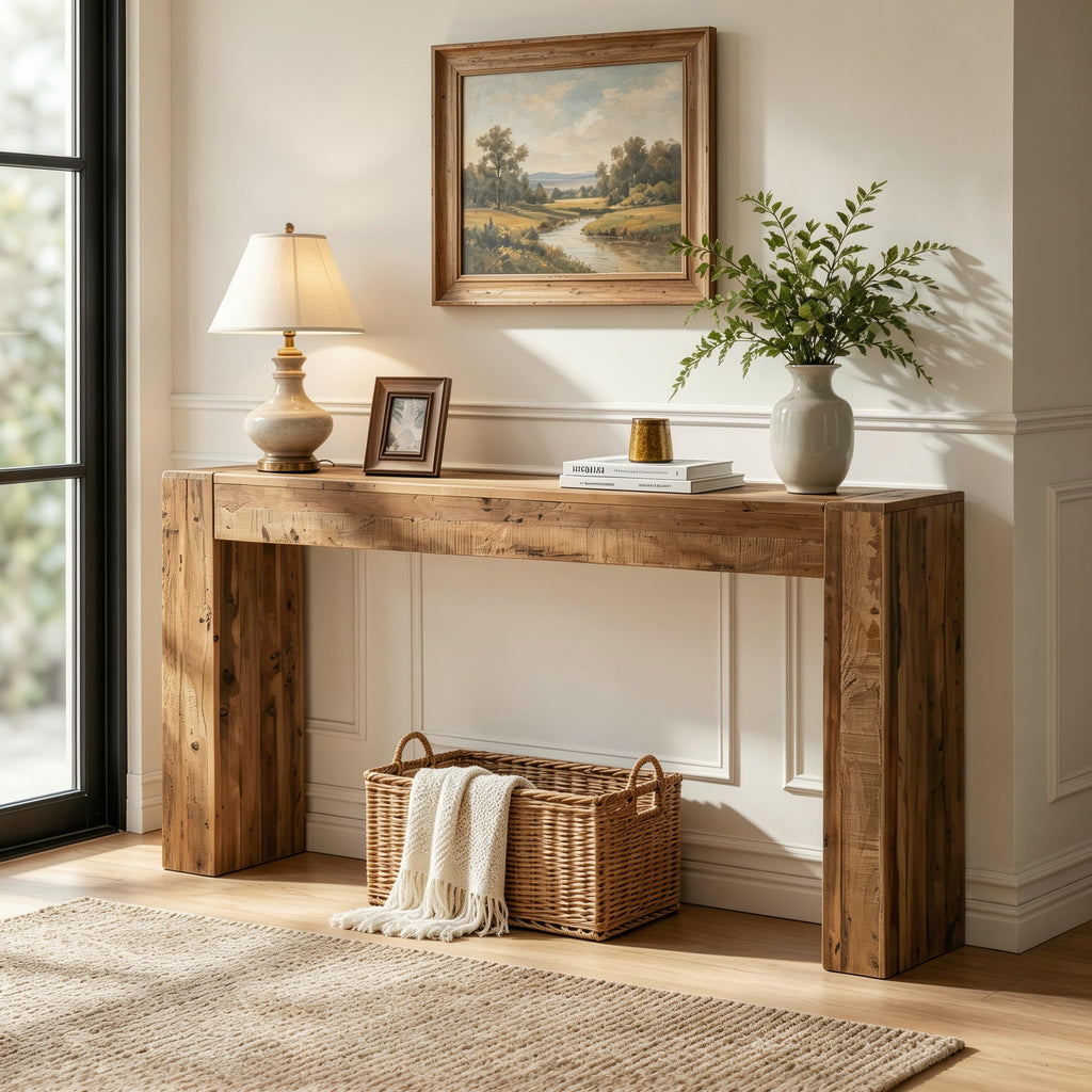 WINWY Solid Wood Console Table for Entryway & Living Room