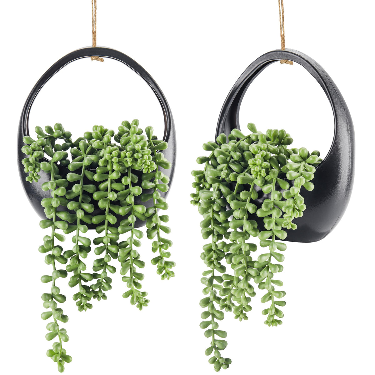 Der Rose Artificial Hanging Succulent Plants, Set of 2