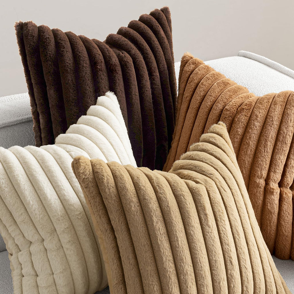 MIULEE Faux Fur Plush Decorative Throw Pillow Covers