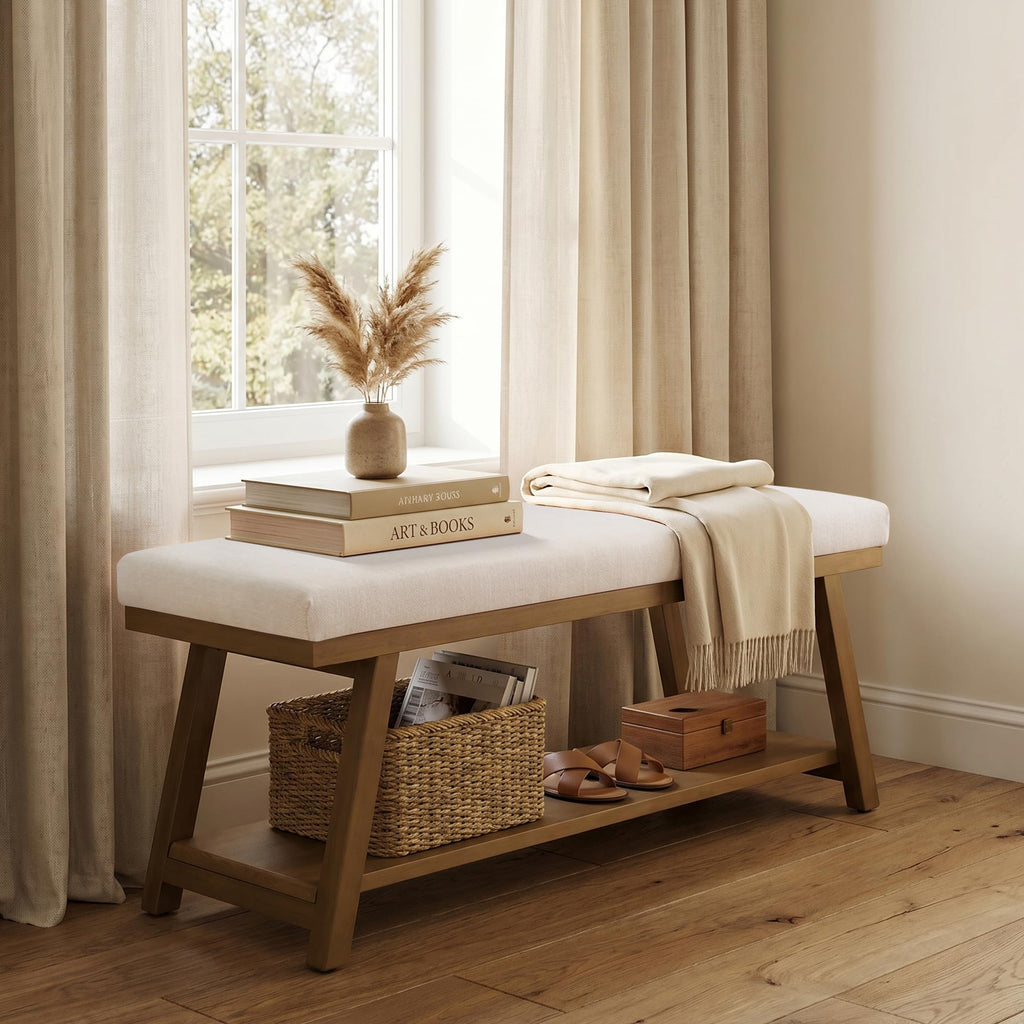 Zihanhome 45-Inch Upholstered Entryway Storage Bench
