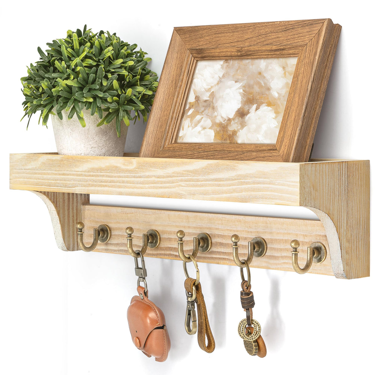 Rebee Vision 14-Inch Wall Key & Mail Holder with Hooks